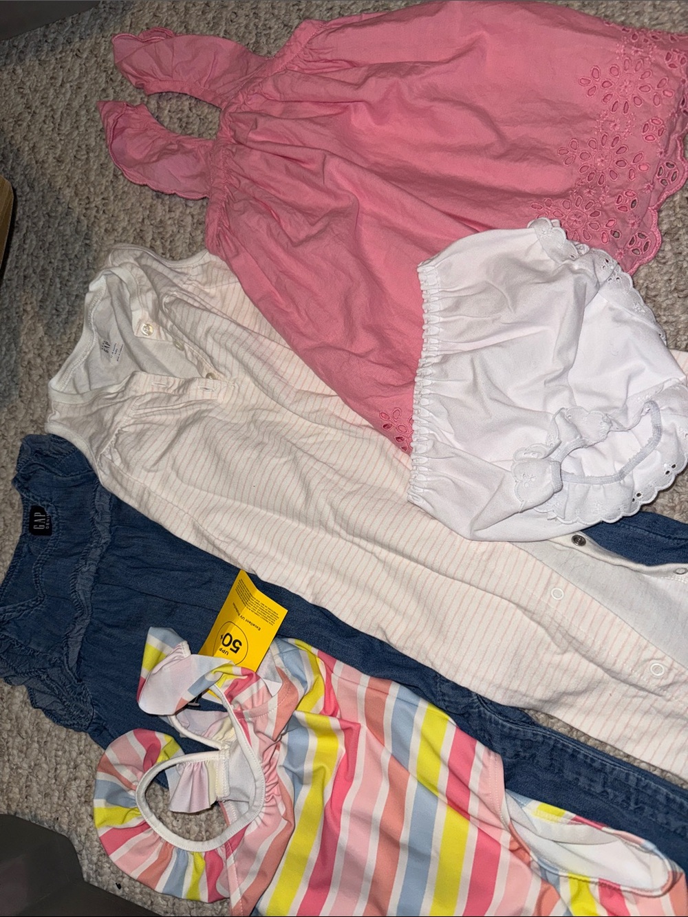 Gap 12-18 month bundle Pink Eyelet Sundress + White Bloomers and Mixed Baby